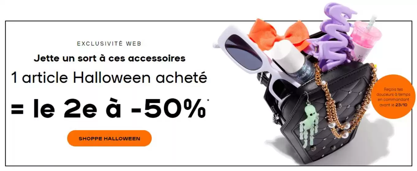 1 article Halloween acheté = le 2e à -50%