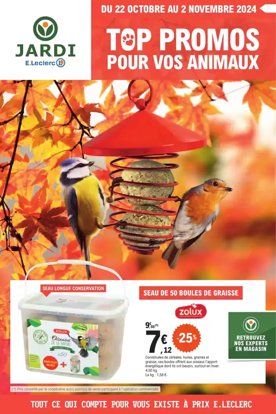 Catalogue E.Leclerc Jardi à Lesparre-Médoc | Top promos pour vos animaux | 22/10/2024 - 02/11/2024