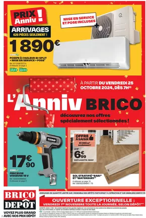 Promos de Bricolage à Valenciennes | L'ANNIV BRICO découvrez nos offres spécialement sélectionnées ! sur Brico Dépôt | 25/10/2024 - 07/11/2024