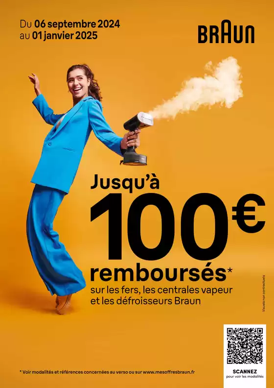 Jusqu'à 100€ remboursés sur les fers, les centrales vapeur et les défroisseurs Braun