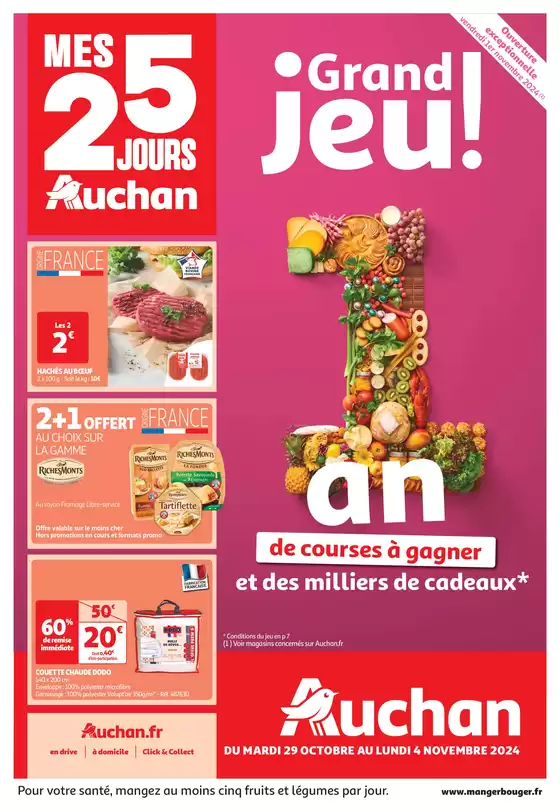 Catalogue Auchan Hypermarché à Mâcon | Top depart : 25 jours Auchan  | 29/10/2024 - 04/11/2024