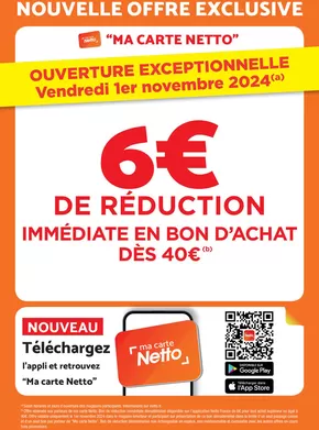 Promos de Discount Alimentaire à Saint-Quentin | OUVERTURE LE 1ER NOVEMBRE sur Netto | 25/10/2024 - 01/11/2024