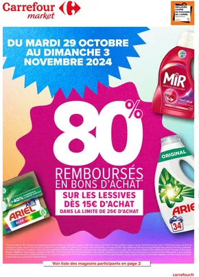 Catalogue Carrefour Market à Mérignac (Gironde) | 80% REMBOURSES EN BA SUR LES LESSIVES | 29/10/2024 - 03/11/2024