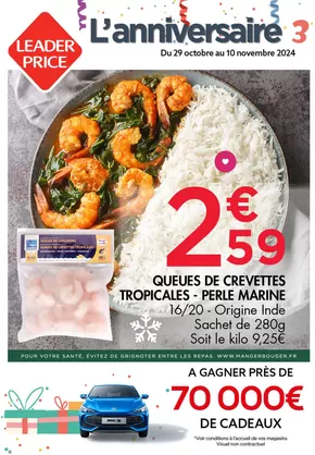 Promos de Supermarchés à Saint-Pierre-lès-Elbeuf | L'Anniversaire 3 sur Leader Price | 28/10/2024 - 10/11/2024