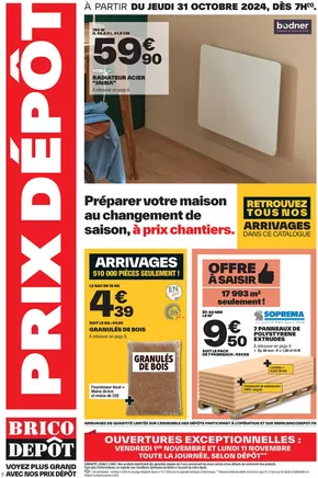 Promos de Bricolage à Valenciennes | PRIX DÉPÔT sur Brico Dépôt | 31/10/2024 - 14/11/2024