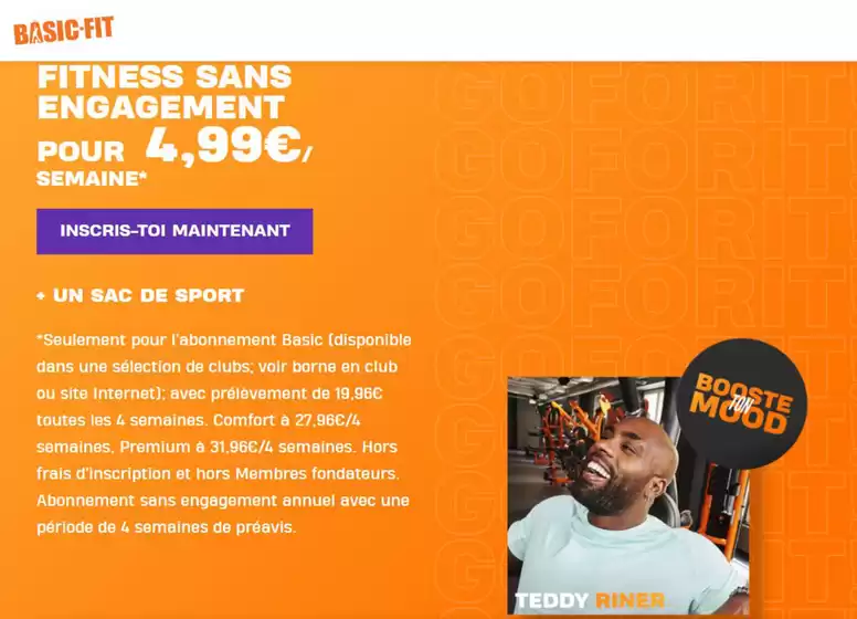 Fitness sans ENGAGEMENT pour 4,99€ / SEMAINE