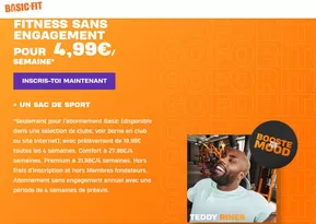 Promos de Sport | Fitness sans ENGAGEMENT pour 4,99€ / SEMAINE sur Basic Fit | 01/11/2024 - 30/11/2024