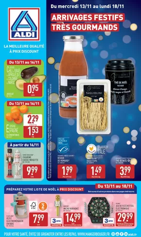 Promos de Discount Alimentaire à Chamonix-Mont-Blanc | ARRIVAGES FESTIFS TRÈS GOURMANDS sur Aldi | 13/11/2024 - 18/11/2024