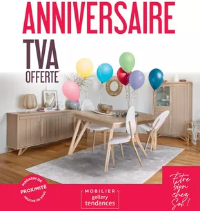 Promos de Meubles et Décoration à Bourgoin-Jallieu | ANNIVERSAIRE TVA OFFERTE sur Gallery Tendances | 06/11/2024 - 31/12/2024