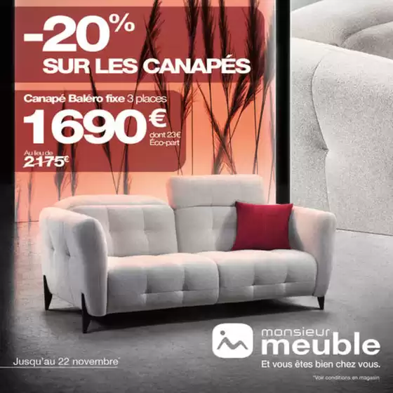 Catalogue monsieur meuble à Rezé | Jusqu'au 22 novembre : c'est le mois du canapé | 08/11/2024 - 22/11/2024