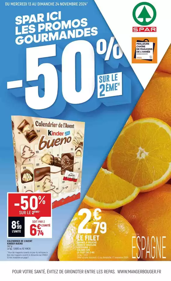 Catalogue Spar | SPAR ICI LES PROMOS GOURMANDES -50 % | 11/11/2024 - 24/11/2024