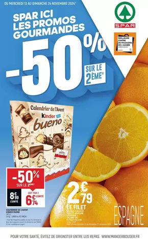 Promos de Supermarchés à Segré | SPAR ICI LES PROMOS GOURMANDES -50 % sur Spar | 11/11/2024 - 24/11/2024