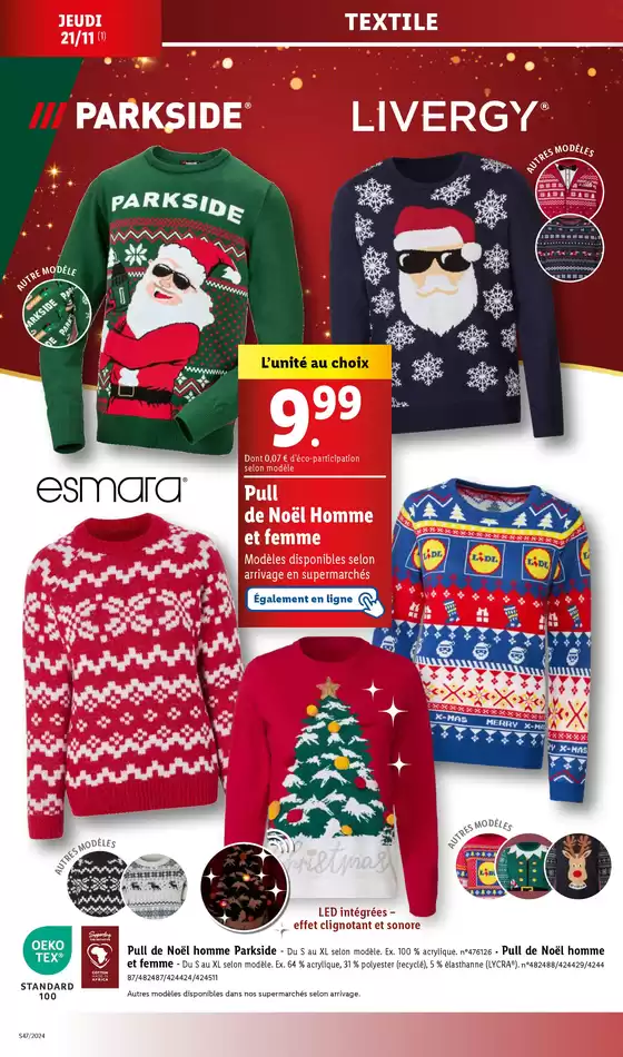 Catalogue Lidl à Vouziers | Plongez dans l'esprit des fêtes de fin d'année avec notre collection de vêtements de Noël | 21/11/2024 - 25/11/2024