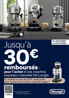 Promos de Multimédia et Electroménager à Salon-de-Provence | DELONGHI Jusqu’à 30€ remboursés sur Copra | 15/11/2024 - 01/01/2025