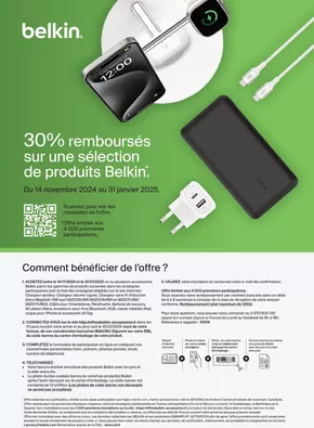 Promos de Multimédia et Electroménager à Cabriès | 30% remboursés sur une sélection de produits Belkin. sur LDLC | 14/11/2024 - 31/01/2025