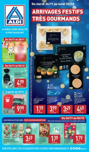 Promos de Discount Alimentaire | Arrivages festifs très gourmands sur Aldi | 26/11/2024 - 02/12/2024