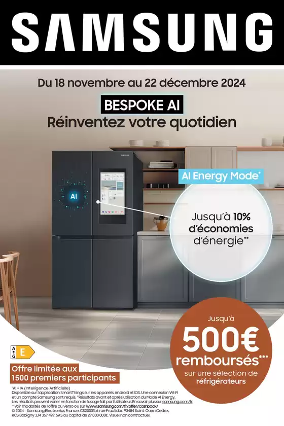 Catalogue Pulsat à Martigues | Samsung Jusqu'à 500€ remboursés de réfrigérateurs | 18/11/2024 - 22/12/2024