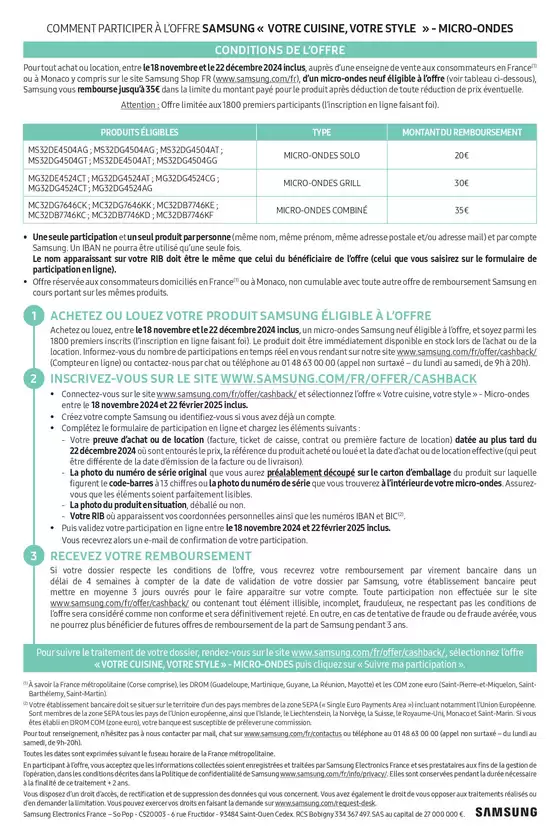 Catalogue Copra à Saint-Affrique | Samsung Jusqu'à 35€ remboursés de micro-ondes | 18/11/2024 - 22/12/2024