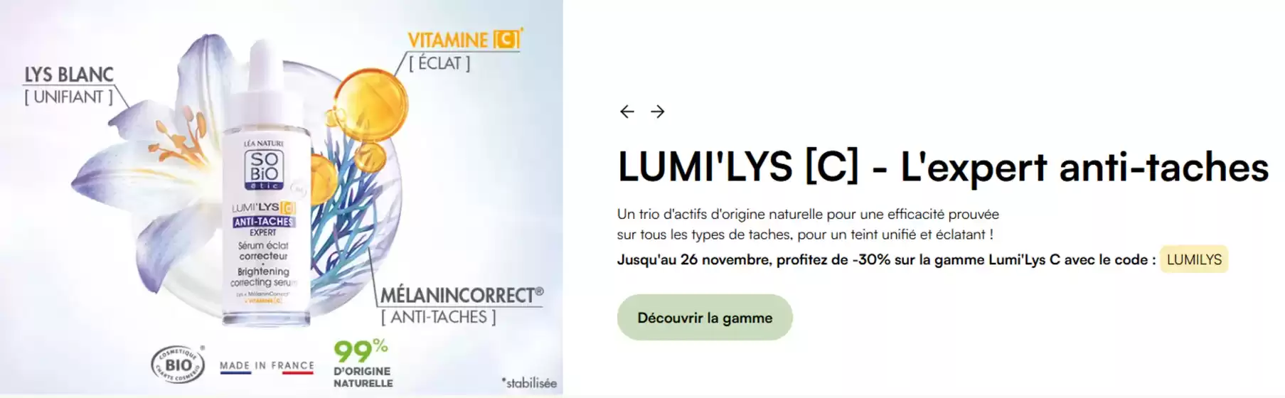 Catalogue SO BiO étic | Profitez de -30% sur la gamme Lumi'Lys C | 19/11/2024 - 26/11/2024