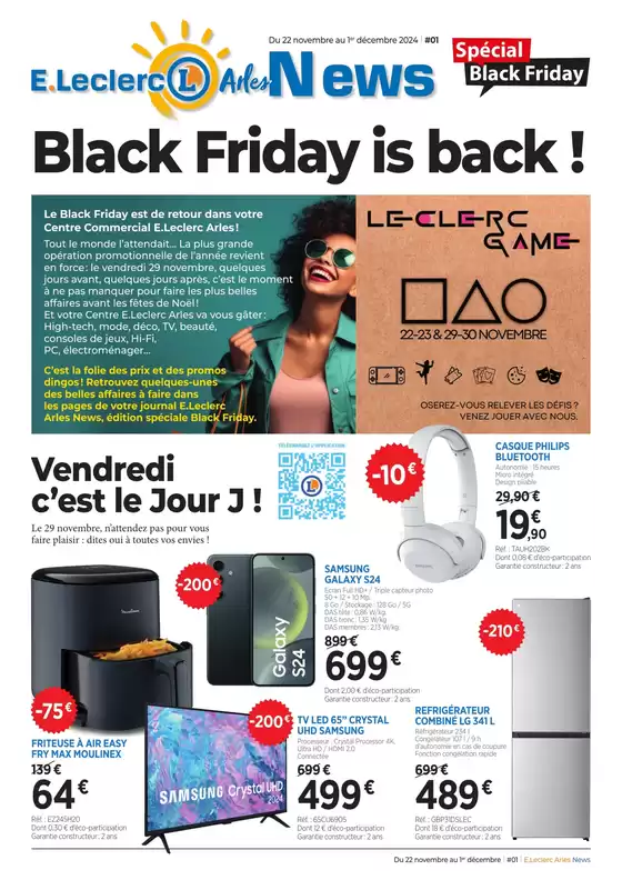 Catalogue E.Leclerc à Arles | BLACK FRIDAY IS BACK | 22/11/2024 - 02/12/2024