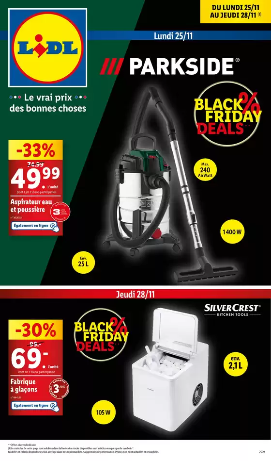 Retrouvez des réductions chez Lidl pouvant aller jusque -46% à l'occasion du Black Friday.