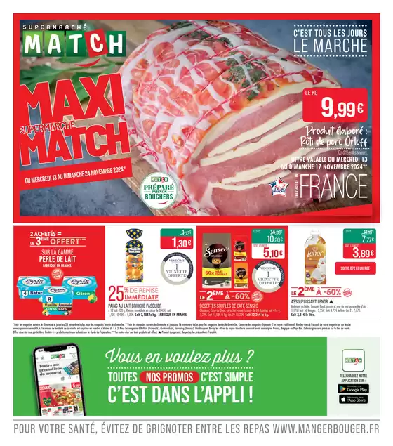 Catalogue Supermarché Match à Douai | 2 ACHETÉS = LE 3ÈME OFFERT | 20/11/2024 - 24/11/2024