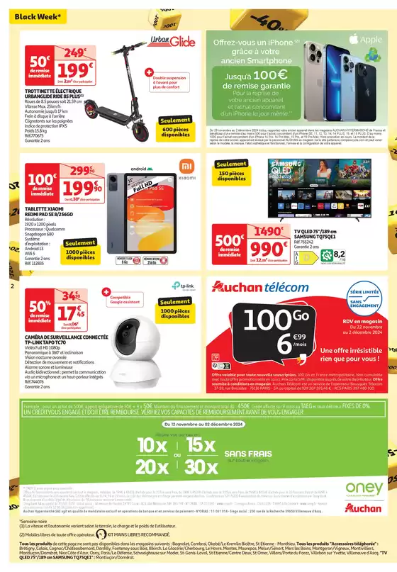 Catalogue Auchan Hypermarché à Arras | Le Black Week Auchan, c'est maintenant ! | 26/11/2024 - 02/12/2024