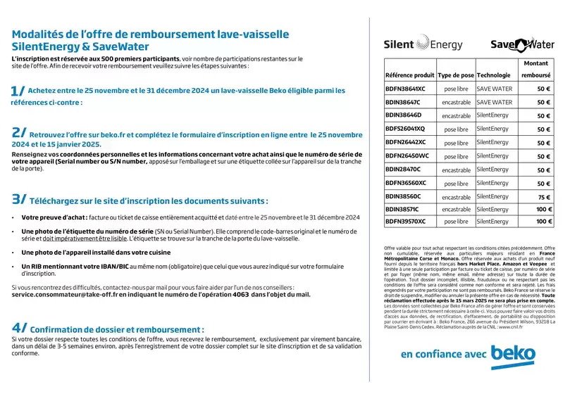 Catalogue Copra à Rosny-sous-Bois | Beko vous rembourse jusqu'à 100€ | 25/11/2024 - 31/12/2024