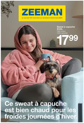 Promos de Mode à Aubagne | Cette semaine : Ce sweat à capuche est bien chaud pour les frides journées d'hiver. sur Zeeman | 30/11/2024 - 06/12/2024