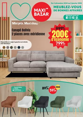 Catalogue Maxi Bazar à Villeurbanne | Meublez-vous de bonnes affaires | 03/12/2024 - 05/01/2025