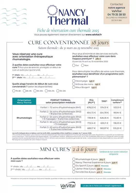 Fiche de réservation Nancy Thermal 2025