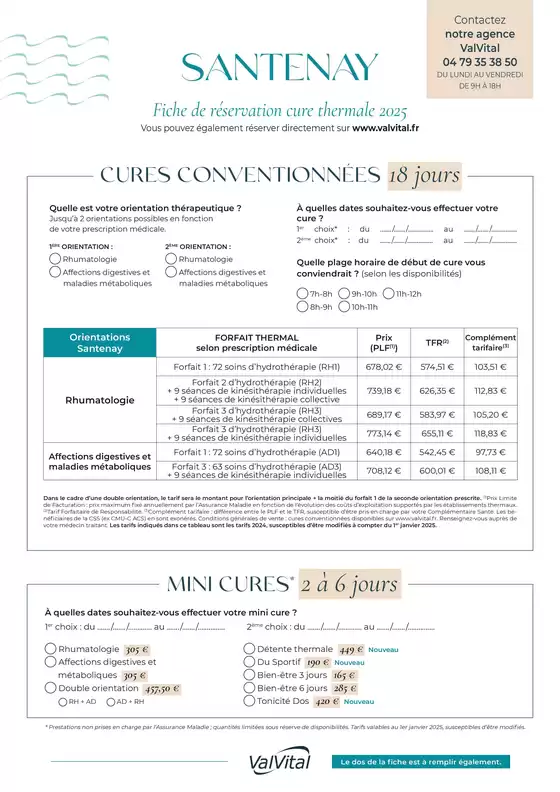 Fiche de réservation Santenay 2025