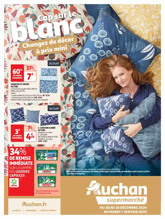 Catalogue Auchan Supermarché à Cagnes-sur-Mer | Cap sur le blanc, changez de décor à prix mini dans votre super | 26/12/2024 - 07/01/2025