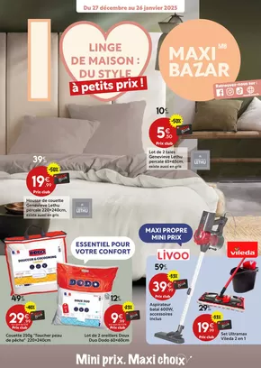 Promos de Bazar et Déstockage à Saint-Raphaël (Var) | LINGE DE MAISON : DU STYLE à petits prix ! sur Maxi Bazar | 27/12/2024 - 26/01/2025