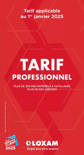 Catalogue Loxam à Valence | Tarifs professionnels | 03/01/2025 - 31/12/2025