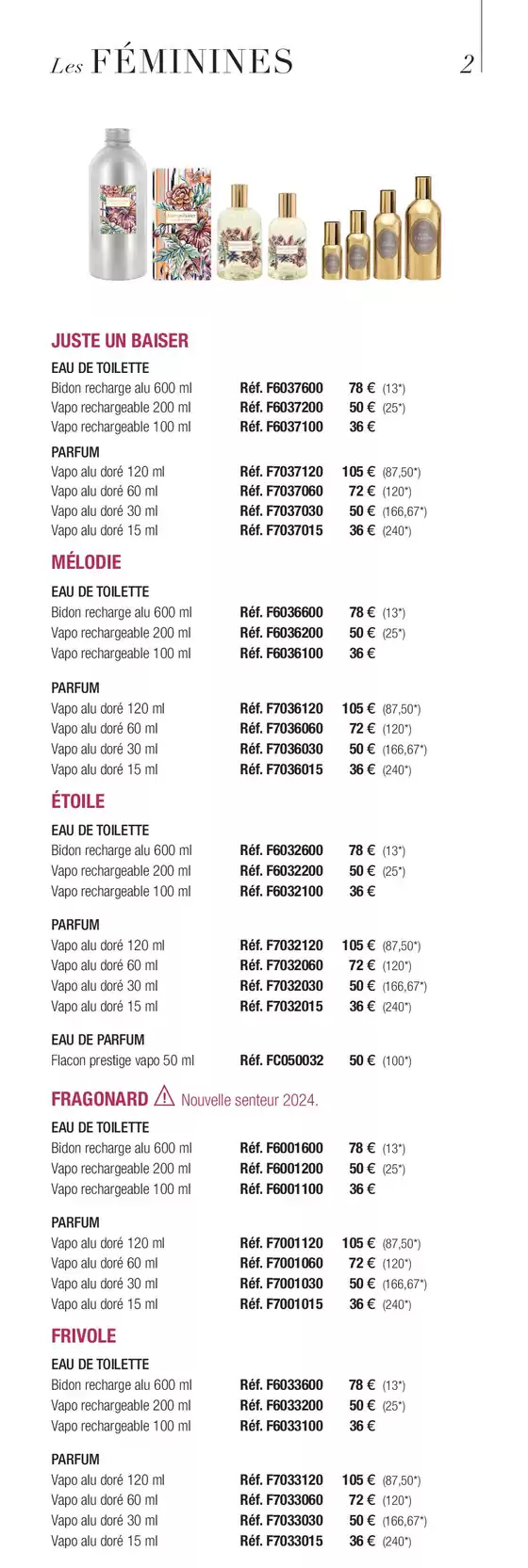 Catalogue Fragonard à Cagnes-sur-Mer | TARIF GÉNÉRAL 2025 | 06/01/2025 - 31/03/2025