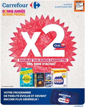 Catalogue Carrefour Contact à Angers | BONNE ANNÉE BONNE PROMO - DOUBLEZ VOS EUROS CAGNOTTÉS  | 14/01/2025 - 27/01/2025