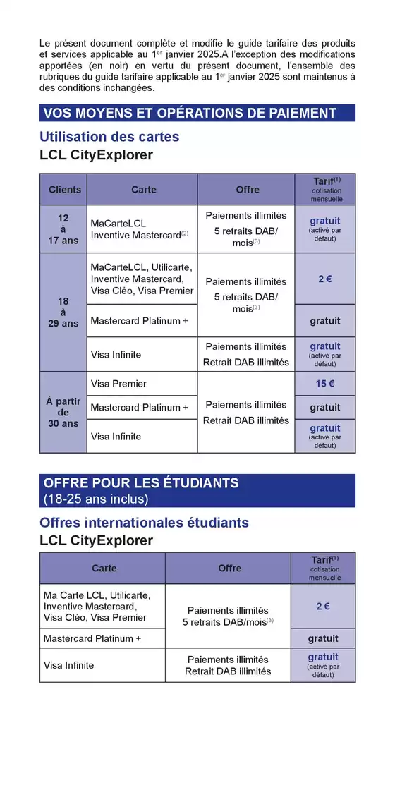 Catalogue LCL à Dax | Guide tarifaire des produits et services | 17/02/2025 - 31/12/2025