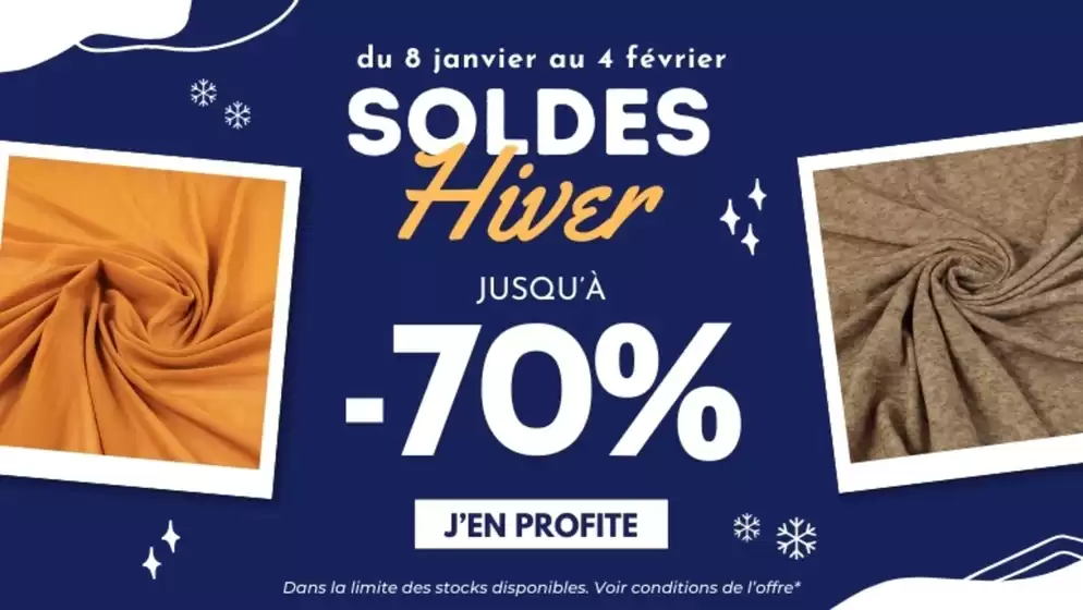 Des remises incroyables allant jusqu’à -70% sur une large gamme de tissus sélectionnés avec soin