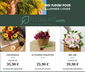 Promos de Jardineries et Animaleries à Strasbourg | Les bouquets de fleurs en livraison sur Florajet | 16/01/2025 - 31/01/2025