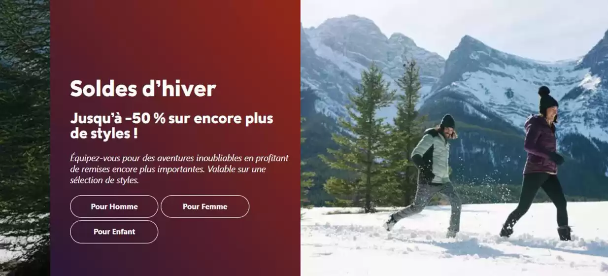 Soldes d’hiver Jusqu’à -50 % sur encore plus de styles !
