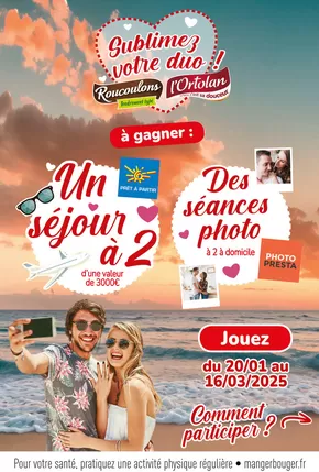 Promos de Supermarchés à La Tremblade | Participez au jeu concours et remportez un séjour à 2 ou des shooting photo sur Fromagerie Milleret | 20/01/2025 - 16/03/2025