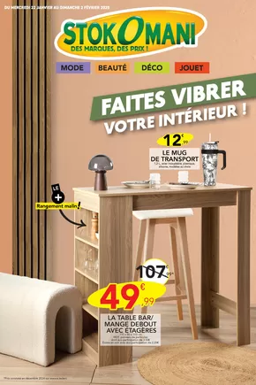 Promos de Bazar et Déstockage à Blagnac | Faites vibrer votre intérieur ! sur Stokomani | 22/01/2025 - 02/02/2025