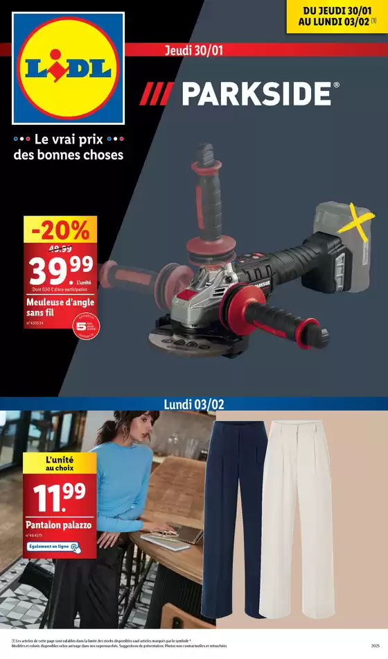 Catalogue Lidl à Vienne | Ne manquez pas les réductions sur notre gamme Parkside ce jeudi 30 janvier! | 30/01/2025 - 03/02/2025