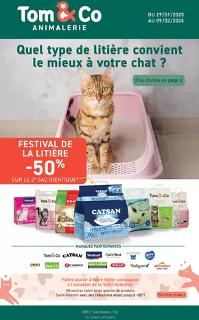 Promos de Jardineries et Animaleries à Lille | Quel type de litière convient le mieux à votre chat ? sur Tom&Co | 24/01/2025 - 09/02/2025