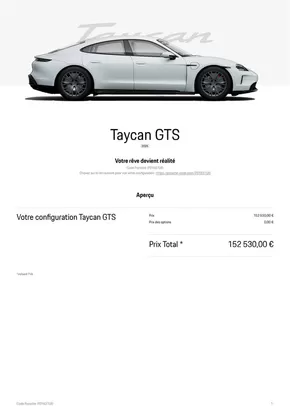 Promos de Auto et Moto à Sautron | Taycan GTS sur Porsche | 27/01/2025 - 30/04/2025