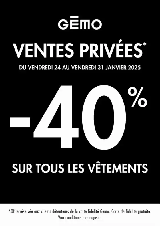 Catalogue Gémo à Lille | Ventes privées | 28/01/2025 - 31/01/2025