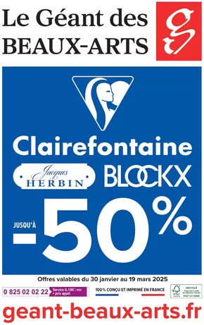 Promos de Meubles et Décoration à Strasbourg | Clairefontaine jusqu'à -50% sur Le Géant des Beaux-Arts | 30/01/2025 - 19/03/2025