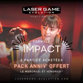 Promos de Culture et Loisirs à Paris | Formule Impact : Offre spéciale ! sur Laser Game Evolution | 30/01/2025 - 31/01/2025