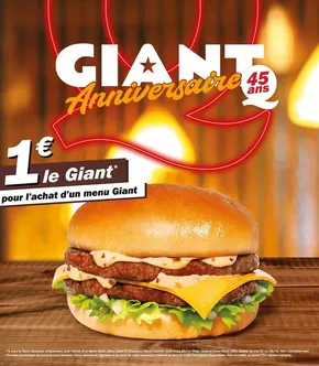 Promos de Restaurants à Chaville | Giant Anniversaire sur Quick | 04/02/2025 - 28/02/2025